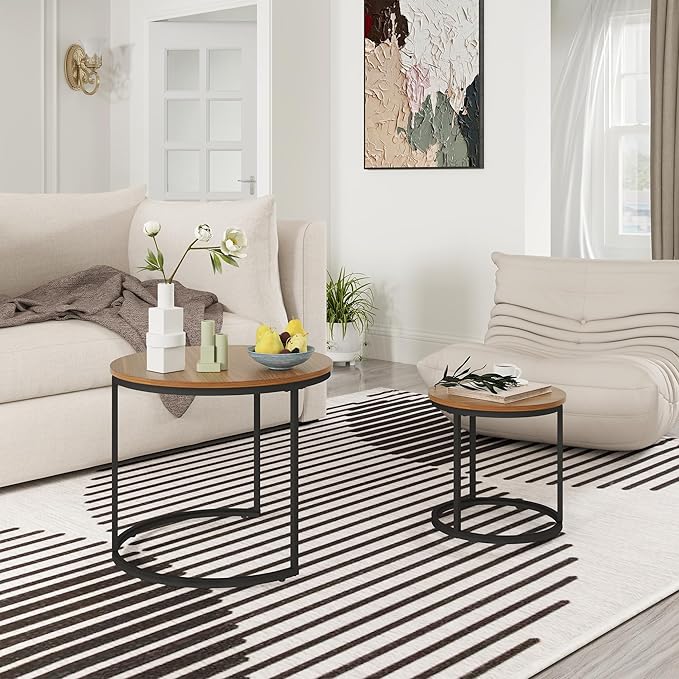 Otterease Nesting Tables Set of 2, Round Coffee Table, Small Nesting Coffee - Image 5