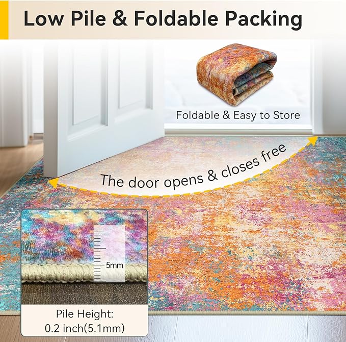 RELEANY Washable Area Rugs 2'x10' Non-Slip Modern Abstract Soft - Image 8