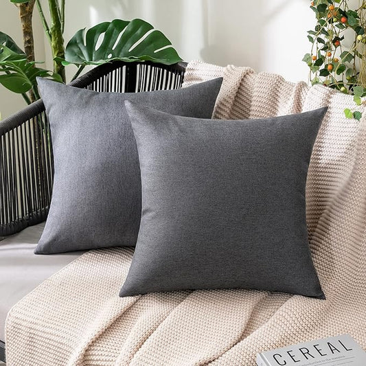 MIULEE Pack of 2 Decorative Outdoor Solid Waterproof Throw Pillow Covers Faux by MIULEE