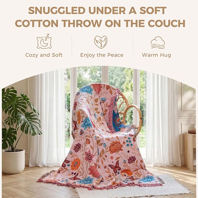LUTBM Boho Throw Blanket for Couch Sofa Chair Cotton Summer Blankets for - Image 5