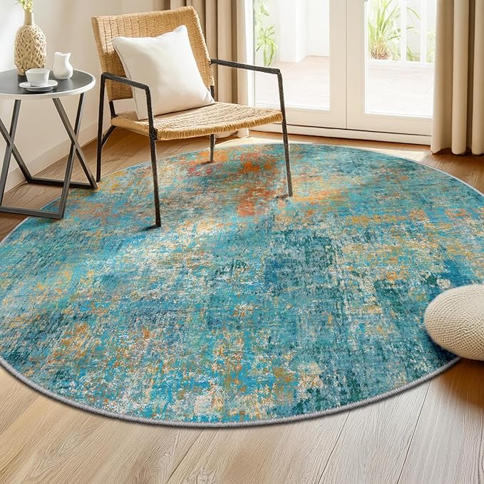 RELEANY Washable Area Rugs 6ft Non-Slip Modern Abstract Soft - Image 3