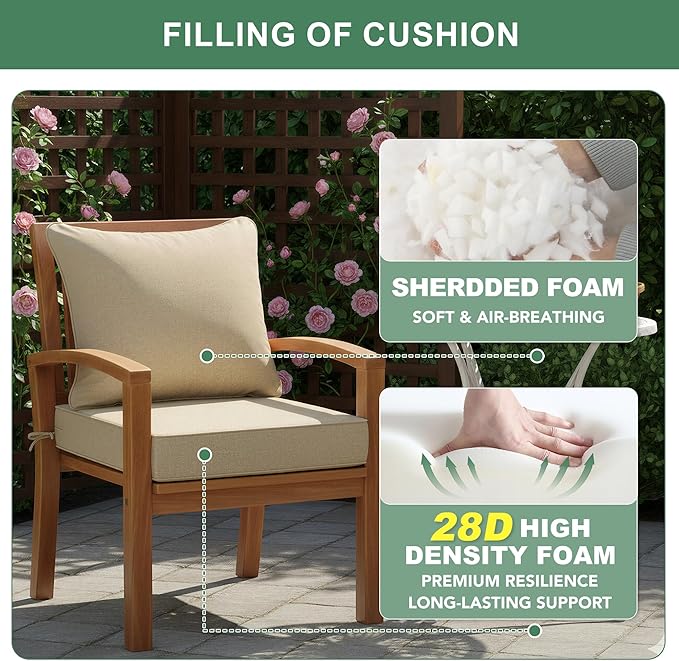 Summsun Outdoor Chair Cushions 22 x 22 Inch, Faux Linen Patio Furniture Cushions - Image 6