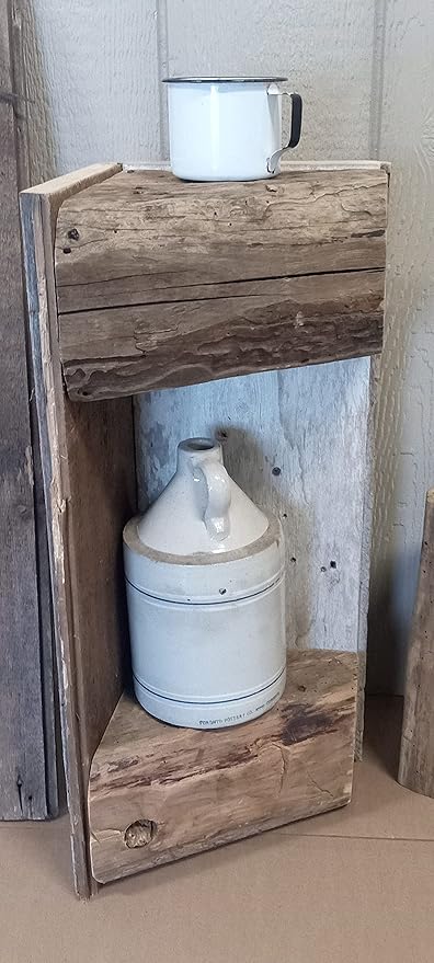 Reclaimed Historic Wood Corner end Table 24 inch Beige by Goberco