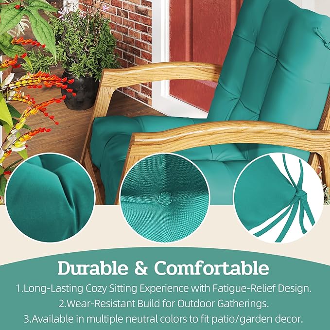 Outdoor Chair Cushions Set of 2, High Back Soft Seat Pad - Image 6