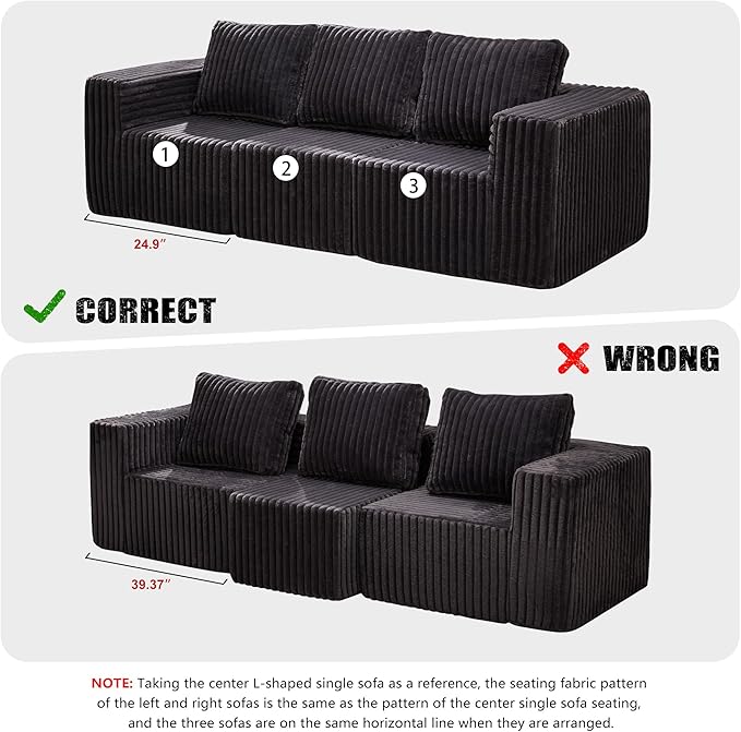 Modular Sectional Sofa 3-Seater Modular Couch - Image 4
