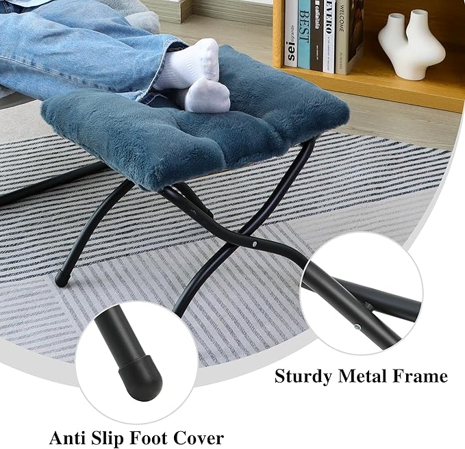 15" Folding Ottoman, Foldable Footrest Stool, Portable Small Foot Stool - Image 7