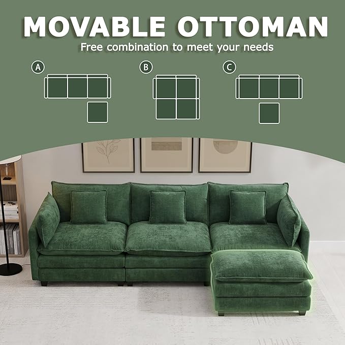 113” Modular Sectional Sofa, L Shaped Cloud Couch - Image 5