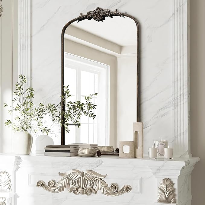 Besdomus Vintage Black Arched Mirror: 24"x42" French Large Arch Black Antique - Image 4