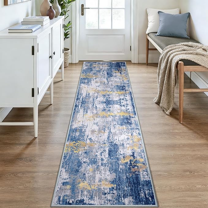 RELEANY Washable Area Rugs 2x9 Non-Slip Modern Abstract Soft - Image 2