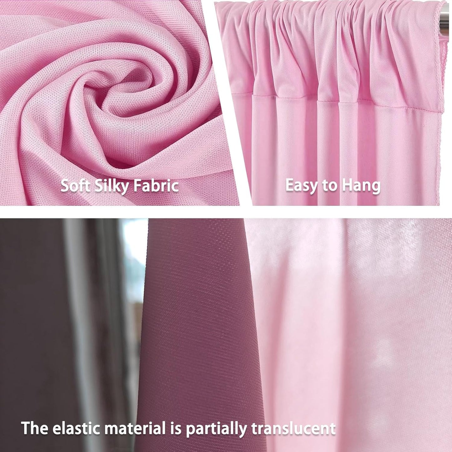 10 x 10 Feet Light Pink Backdrop Curtain for Partie, Background Curtains for Photoshoot, Birthday, Wedding, Halloween, Thanksgiving, Christmas Day, New Year Party Decorations 5Ft x 10Ft, 2 Panels