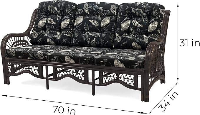 Malibu Lounge Set of 4: 2 Natural Rattan Wicker Chairs, Three-Seater Sofa and - Image 4