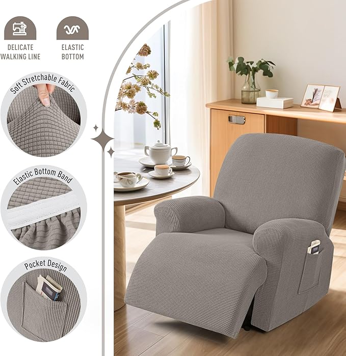 TAOCOCO Recliner Cover 4-Pieces, Recliner Stretch Sofa Slipcover, Recliner - Image 3