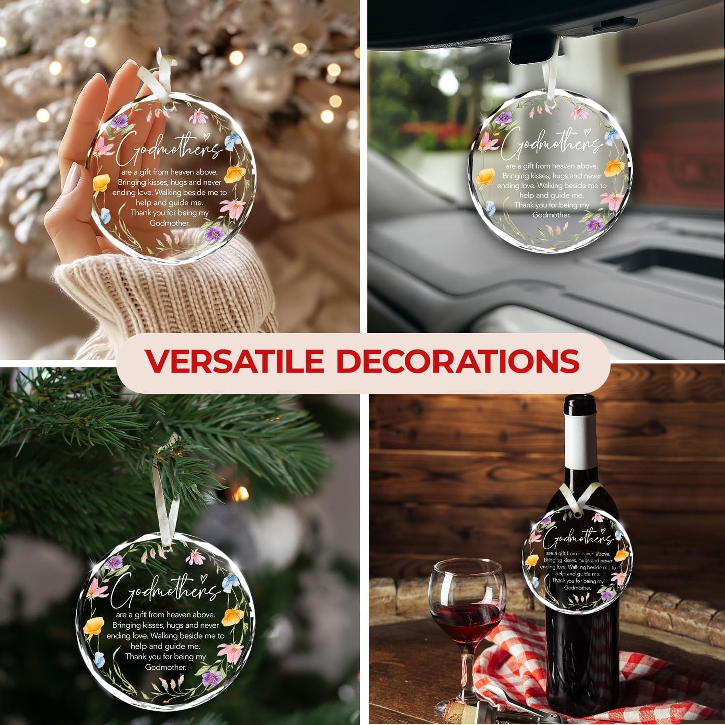 NewEleven Godmother Proposal Gift - Birthday Gifts, God Mother Gifts for Women - Meaningful Godmother Gift from Godchild, Goddaughter, Godson - Christmas Ornaments