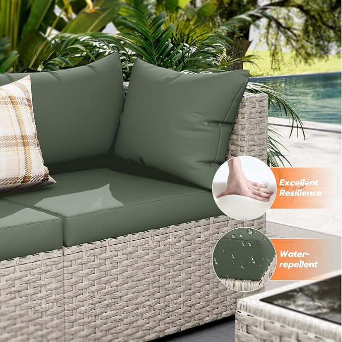 UDPATIO Outdoor Patio Furniture Set, 7-Piece PE Wicker Sectional Sofa - Image 2