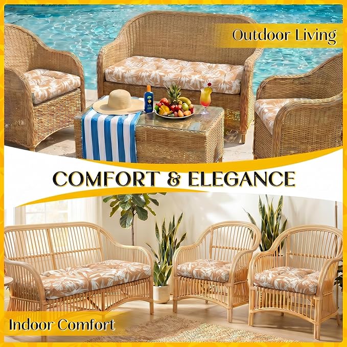 1 MIDDLE ONE Wicker Chair Cushions 3 Pieces Set - Image 6