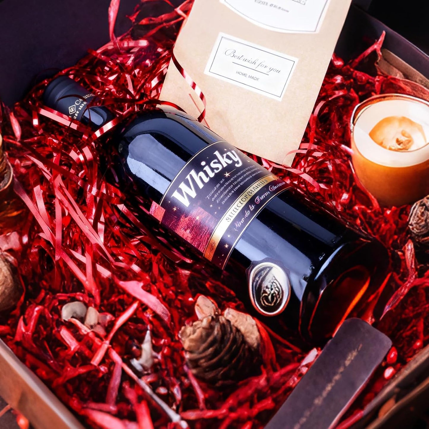 Zwish 150 Gram Sparkly Iridescent Film PP Hamper Shreds & Strands Shredded Crinkle Confetti for Gift Wrapping & Basket Filling & Gift Box filler-Red