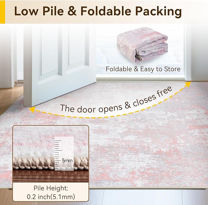 RELEANY Washable Area Rugs 5'x7' Non-Slip Modern Abstract Soft - Image 7