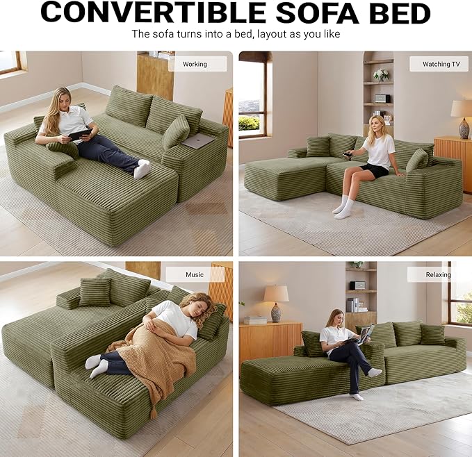 108" Cloud Sectional Couch, Modern Modular Sectional Sofa - Image 5