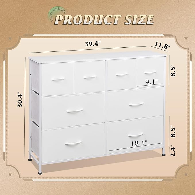 WLIVE Dresser for Bedroom with 8 Drawers, Wide Fabric Dresser for Storage and - Image 3