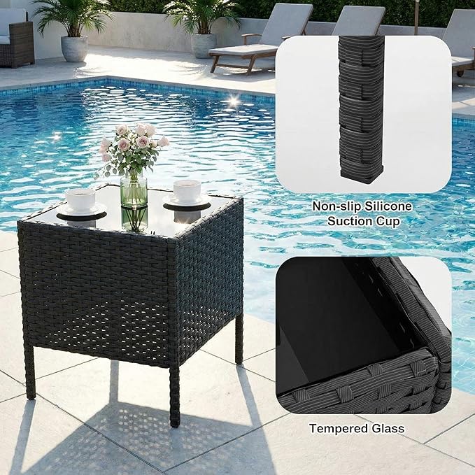 GarveeHome 3-Piece Patio Bistro Set, PE Rattan Outdoor Conversation Furniture - Image 5
