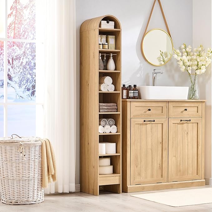 IFGET 67" Tall Arched Bookshelf, 8 Tiers Arch Bookcase - Image 6