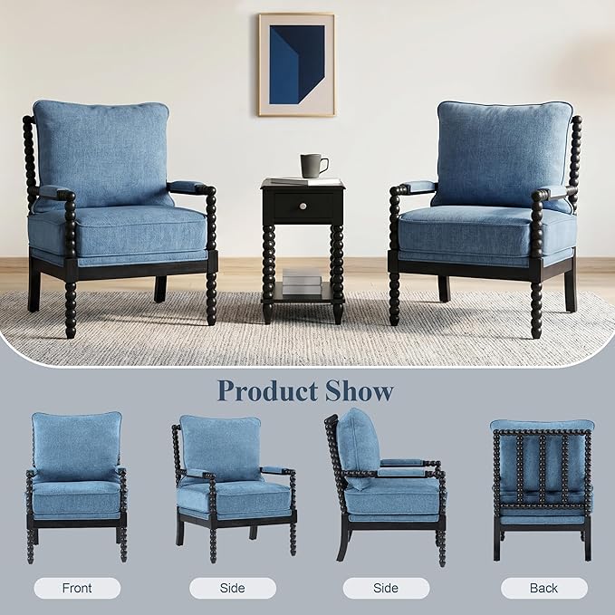 DUHOME Linen Fabric Spindle Accent Chair - Image 7