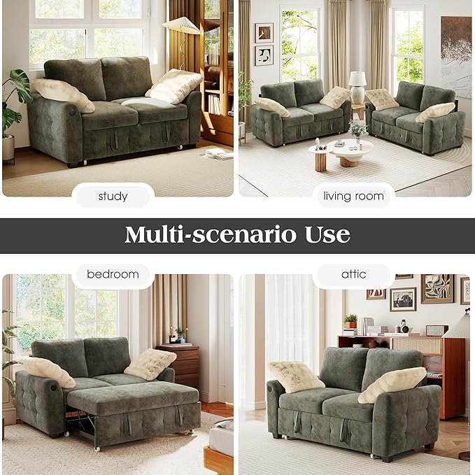 Ihanherry 59-inch Convertible Sofa Bed, Pull Out Sleeper - Image 7