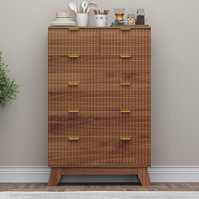 BORNOON 46" Tall Dresser for Bedroom, 6-Drawer Fluted Chest of Drawers - Image 4