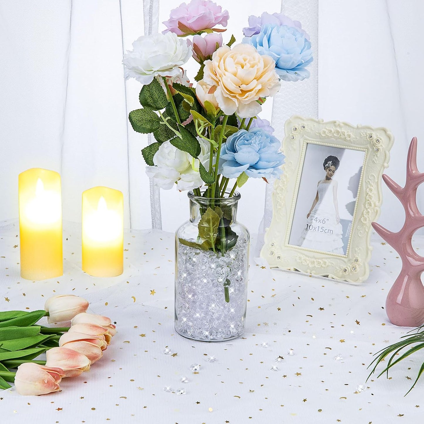 5000 pcs/Pack Wedding Table Scatter Confetti Crystals Acrylic Diamonds 6 mm Rhinestones for Wedding, Bridal Shower, Vase Beads Decorations (6mm, Rose red)