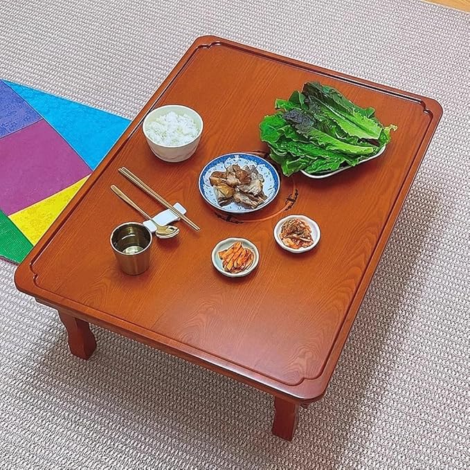 Folding Coffee Table, Japanese-Style Square Low Wood Table, - Image 7