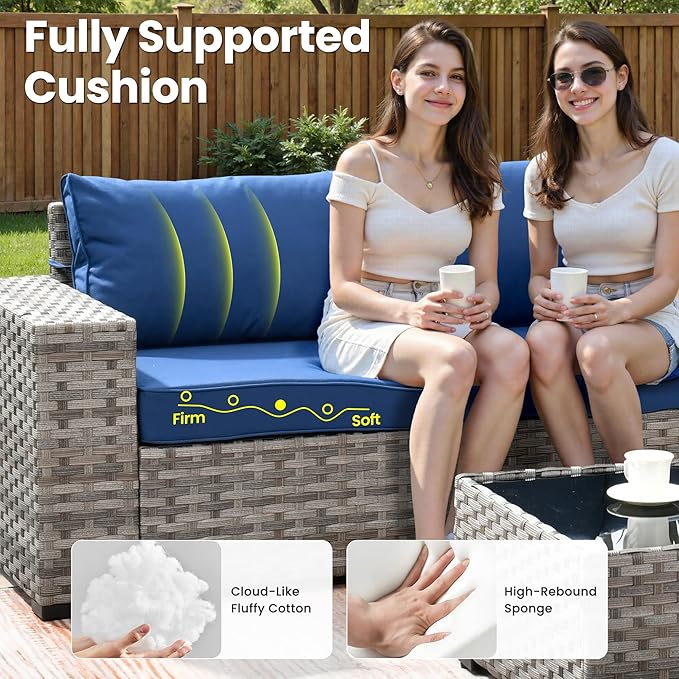ovios 13 Pieces Patio Furniture Set, Outdoor Wicker Sectional Sofa - Image 6