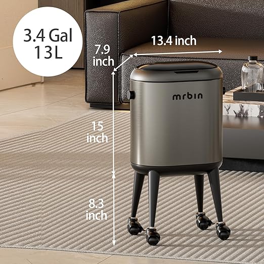 Stainless Steel Slim Bathroom Motion Sensor Trash Can - Image 6
