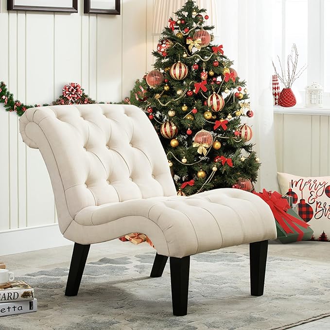 Mid Century Modern Accent Chair, Button Tufted Armless Lounge Chair, - Image 8