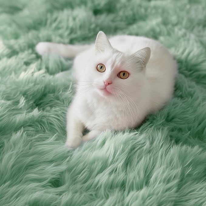 PAGISOFE Sage Green Rugs for Bedroom, 4x6 Ft Rectangle Fluffy Rug Plush Fuzzy - Image 5