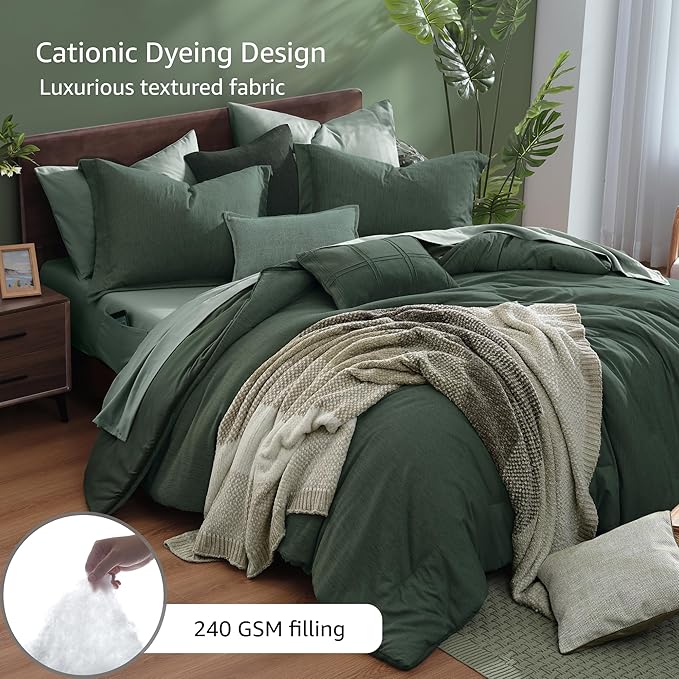 Monbix King Size Comforter Set, Deep Forest King Size Bedding Set Reversible - Image 3
