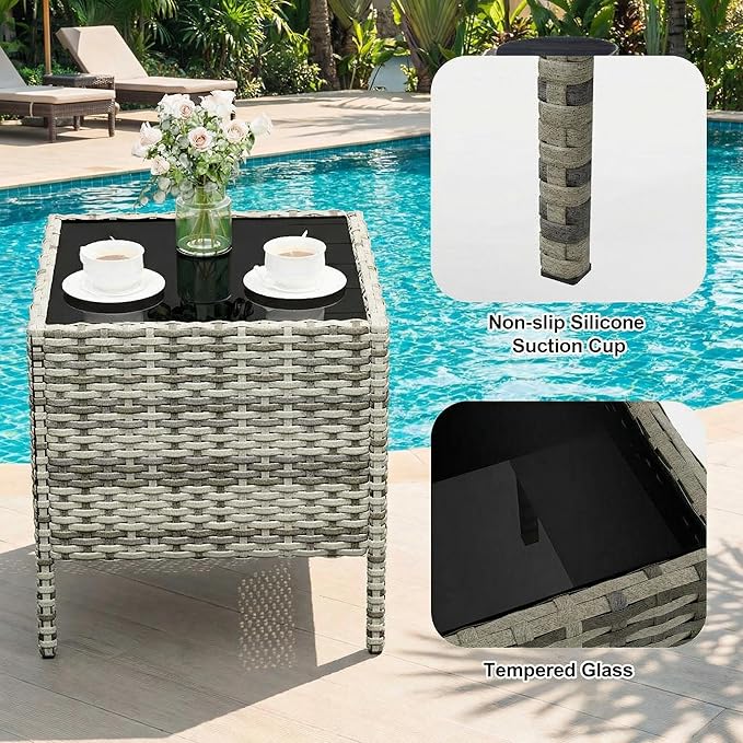 GarveeHome 3-Piece Patio Bistro Set, PE Rattan Outdoor Conversation Furniture - Image 4