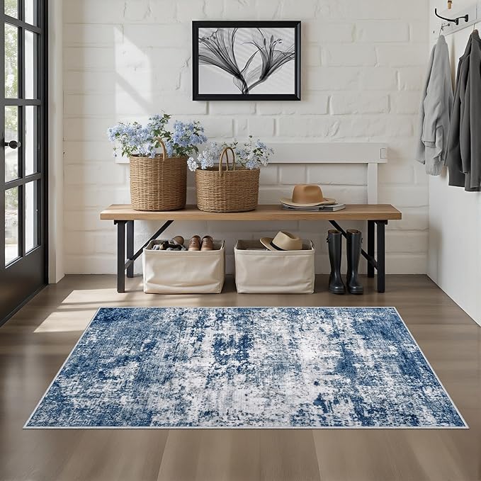 Washable Area Rug 3x5 Entryway Rug: Washable Modern Abstract Soft Thin Rug - Image 3