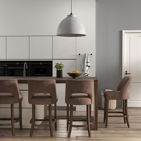 VKNOW Bar Stools Set of 4, Upholstered Counter Height Bar Stools, Modern by VKNOW