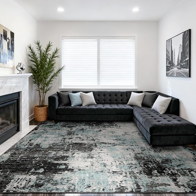 RELEANY Washable Area Rugs 10'x14 Non-Slip Modern Abstract Soft - Image 2