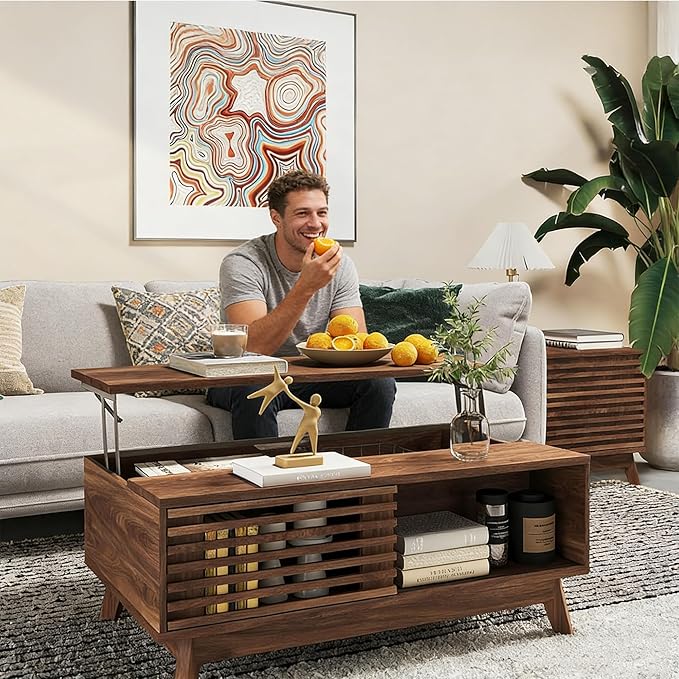 HAIOOU Lift Top Coffee Table, Mid Century Modern Coffee Table - Image 3