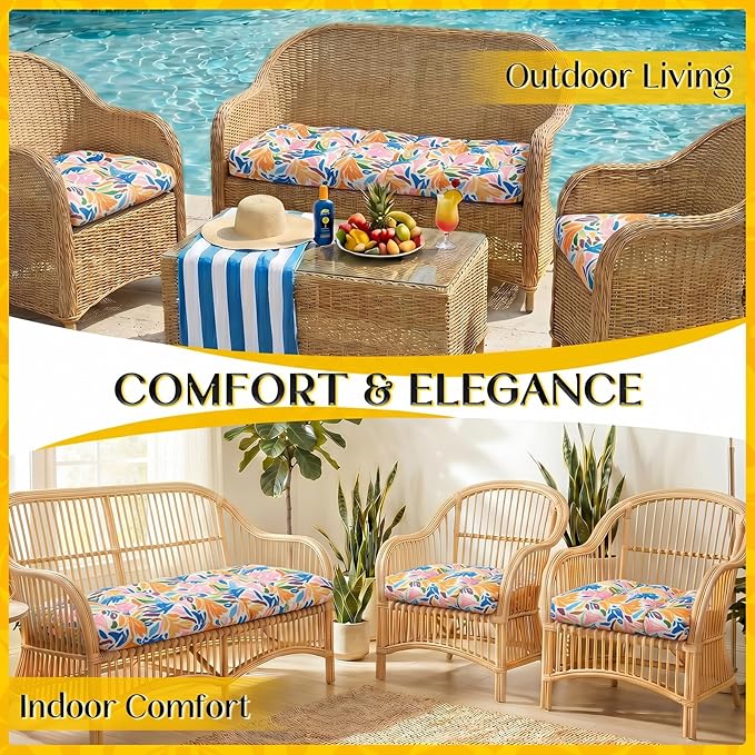 1 MIDDLE ONE Wicker Chair Cushions 3 Pieces Set - Image 6