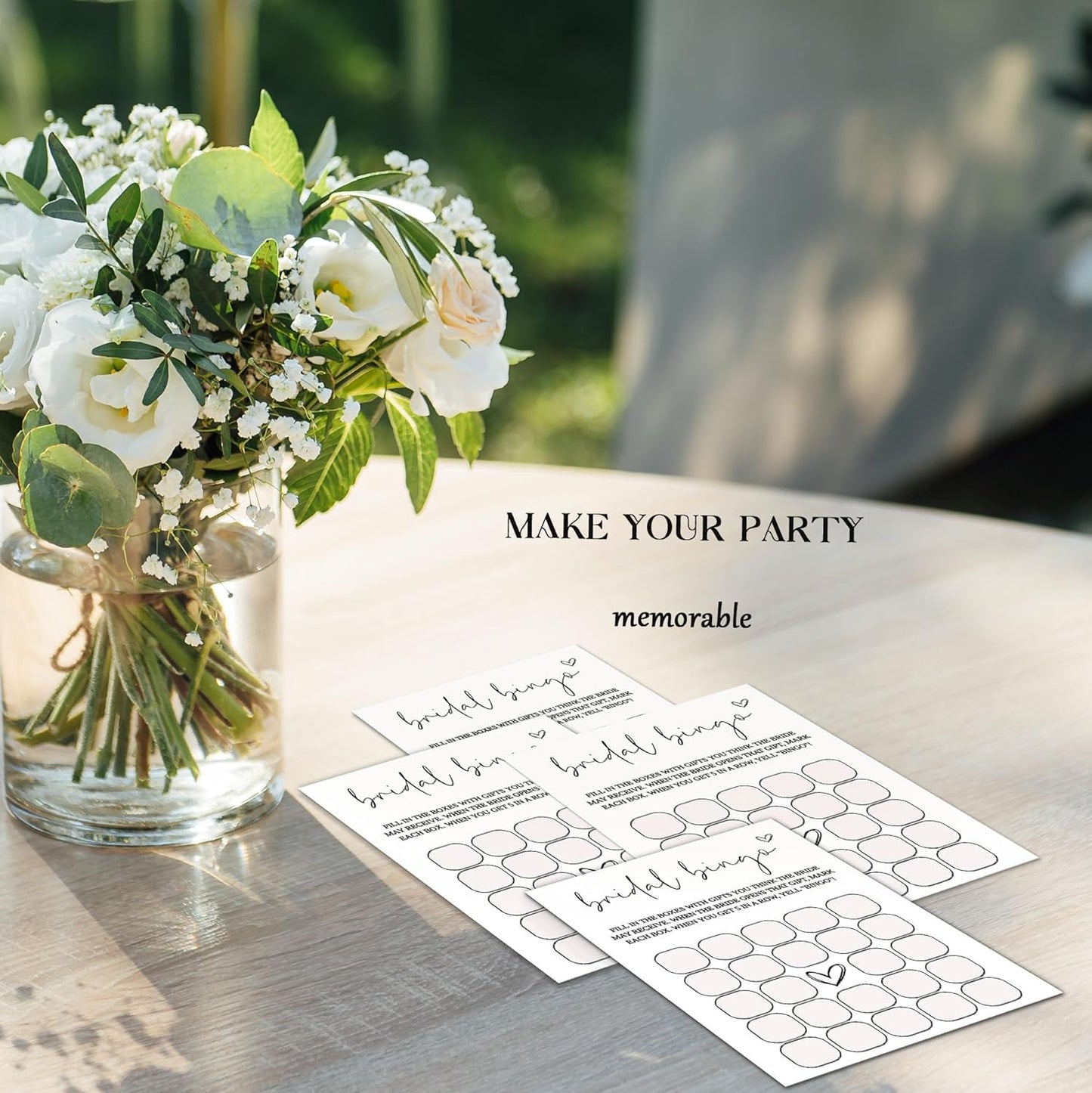 Bridal Shower Games, Bridal Bingo, 25Pcs Minimalist White Double-Sided Game Cards, Wedding Shower Games for Guests, Engagement Bachelorette Party Supplies - A27