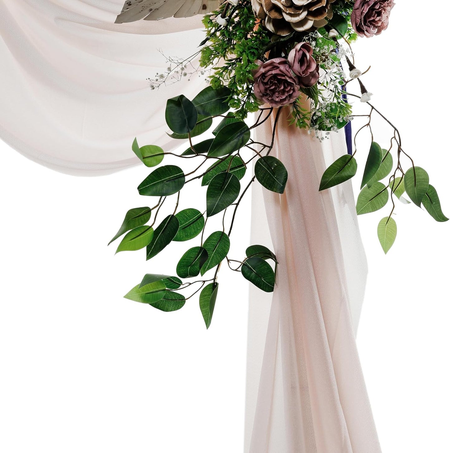 VDS Pack of 2 Panel (30 Inch X 20 Feet) Wedding Arch Draping Fabric Sheer Chiffon Fabric Drapery for Wedding Ceremony Reception Swag Backdrop Canopy Chuppah ARBO Altars Decoration (Nude)