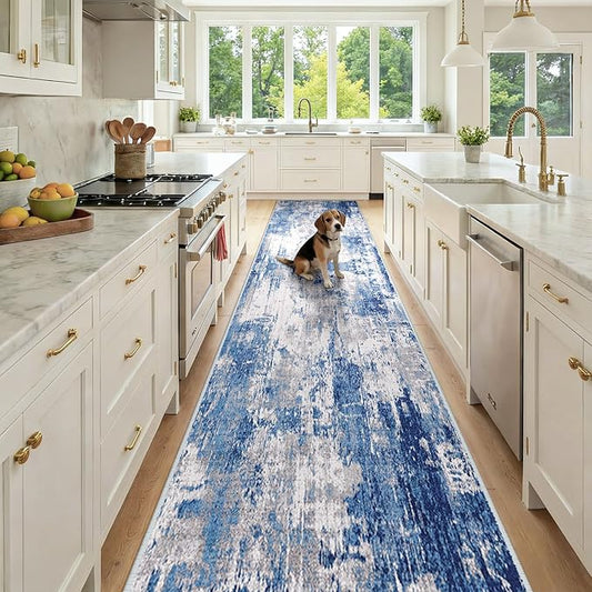 RELEANY Washable Area Rugs 3x12 Non-Slip Modern Abstract Soft by RELEANY