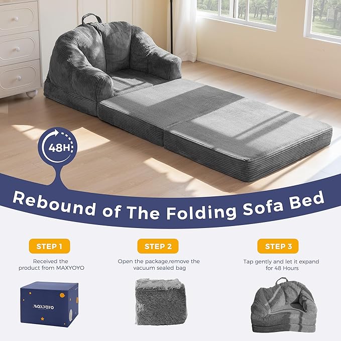 MAXYOYO Folding Sofa Bed with Backrest, Boneless Fold Out Couch Bed with Handle - Image 7
