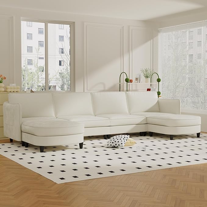 Ball & Cast 141.5" Large 6-Seater U-Shaped Sectional Sofa Bed by BallCast