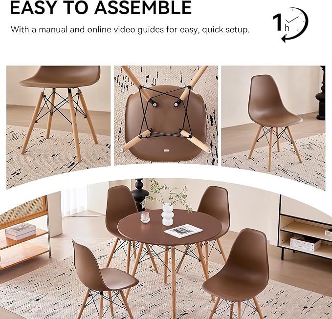 5-Piece Round Dining Table Set, Small 31.5" Kitchen Table Chairs Set of 4 Space - Image 7