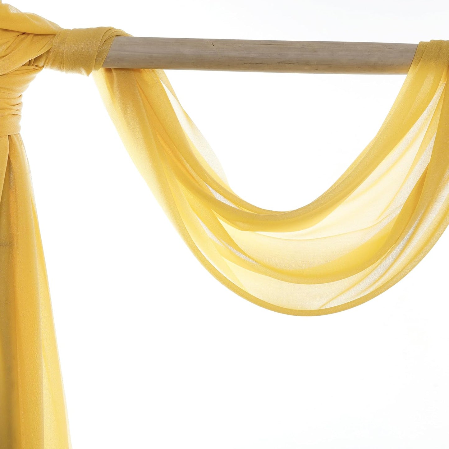 VDS Pack of 1 Panel (30 Inch X 40 Feet) Wedding Arch Draping Fabric Sheer Chiffon Fabric Drapery for Wedding Ceremony Reception Swag Backdrop Canopy Chuppah ARBO Altars Decoration (Gold)