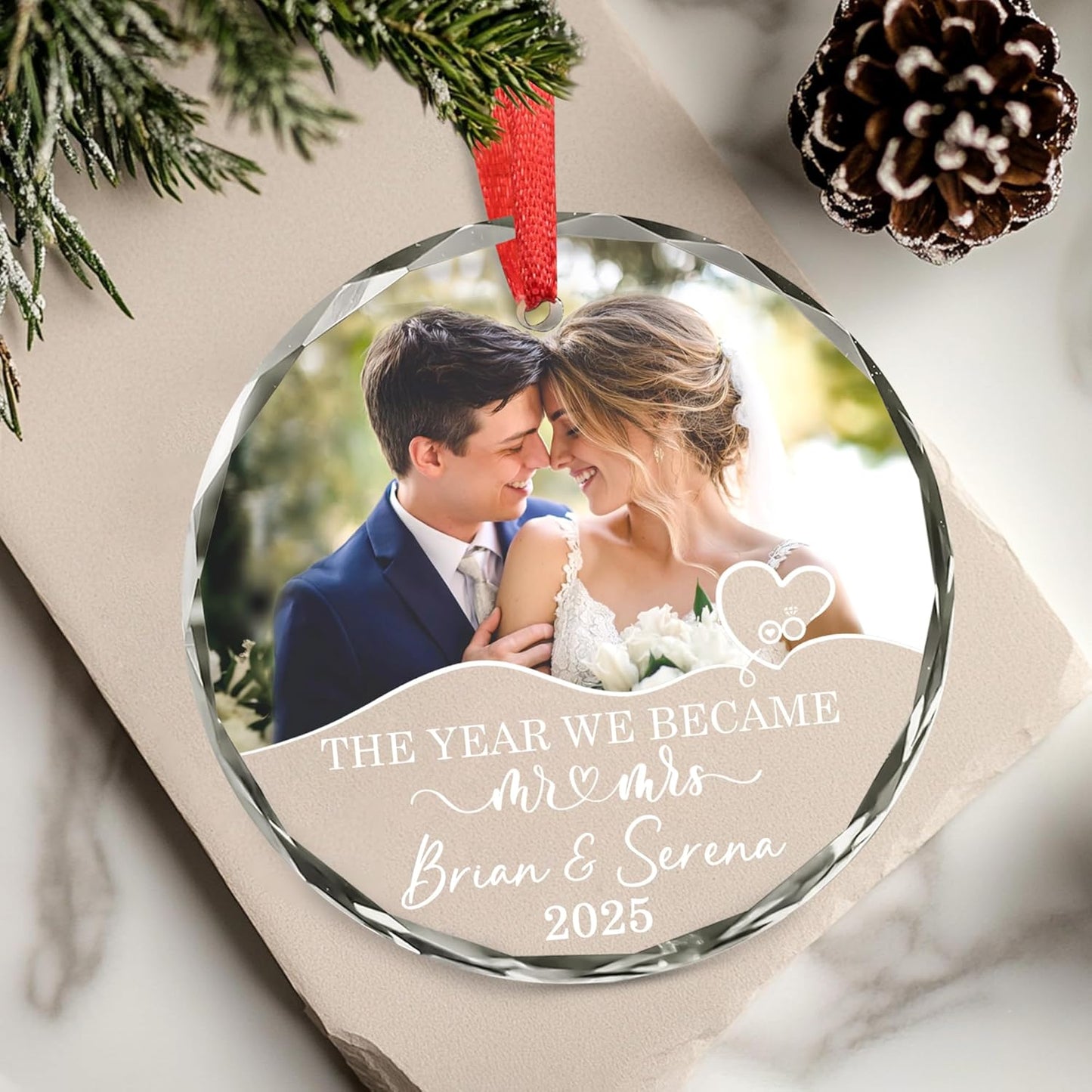 Personalized Our First Christmas As Mr Mrs Christmas Ornament - Wedding Gifts For Couples Married - Mr and Mrs Gifts for Bride Newly Wed - Just Married Decorations Bridal Shower Ornaments