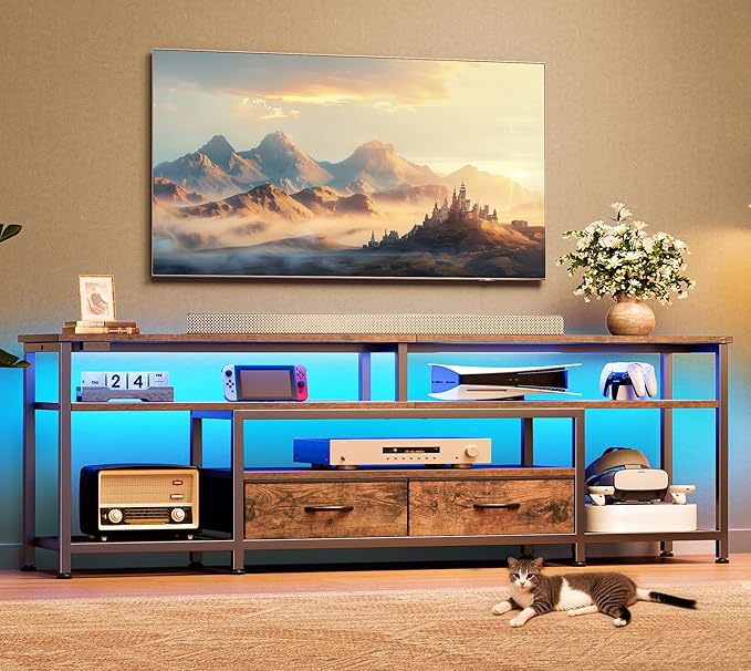 Huuger 63 Inch LED TV Stand for 65 70 Inch TV, Entertainment Center - Image 8